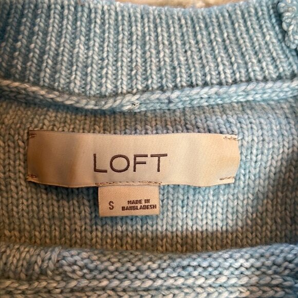 Loft baby blue wool blend cable knit sweater size Small - Picture 5 of 9